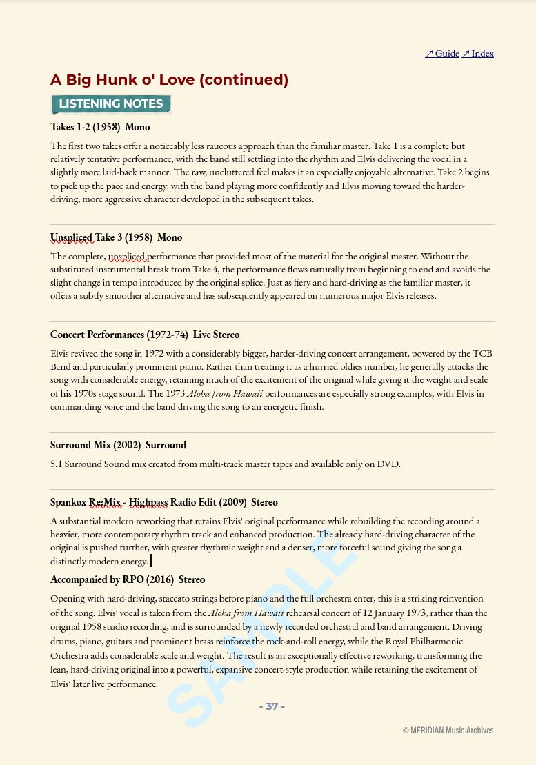 Elvis Presley Mix & Version Archive